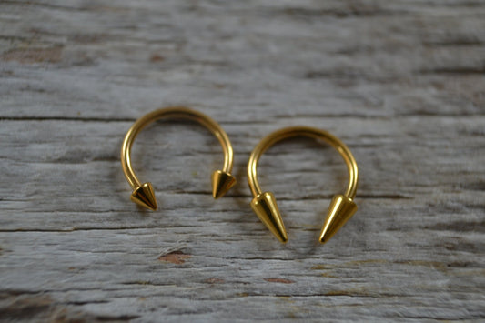 Gold Titanium Plated Pick Your Spike Length 16G Horseshoe Ring