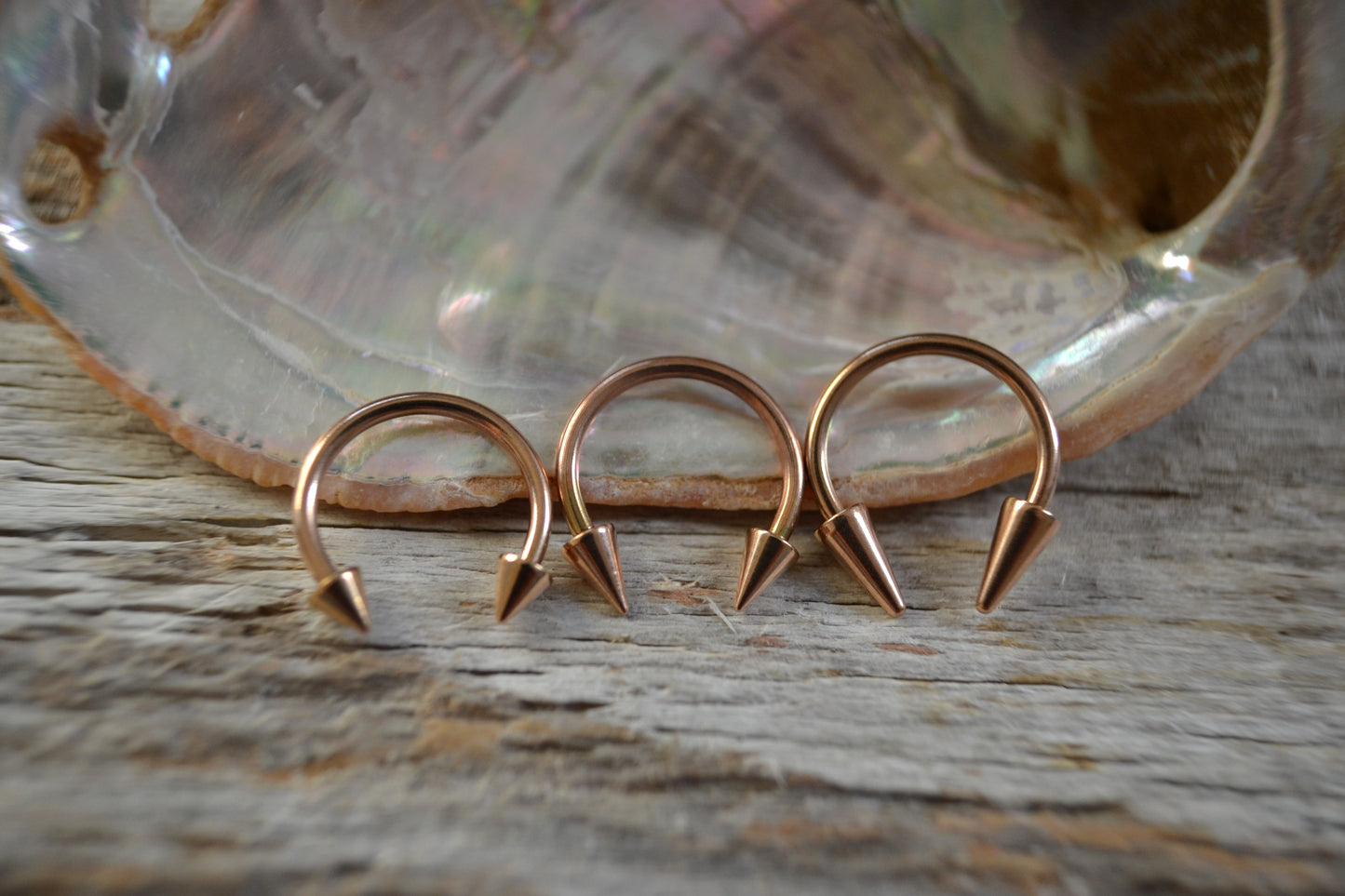 Rose Gold Titanium Plated Pick Your Spike Length 16G Horseshoe Ring