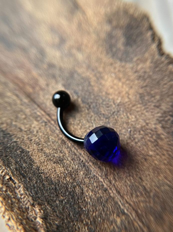 Faceted Teardrop Hydro Quartz Sapphire Gold, Black or Steel Belly or VCH Barbell