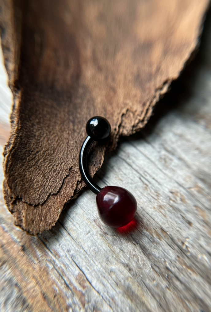 Onion Cut Hydro Quartz Garnet Gold, Black or Steel Belly or VCH Barbell