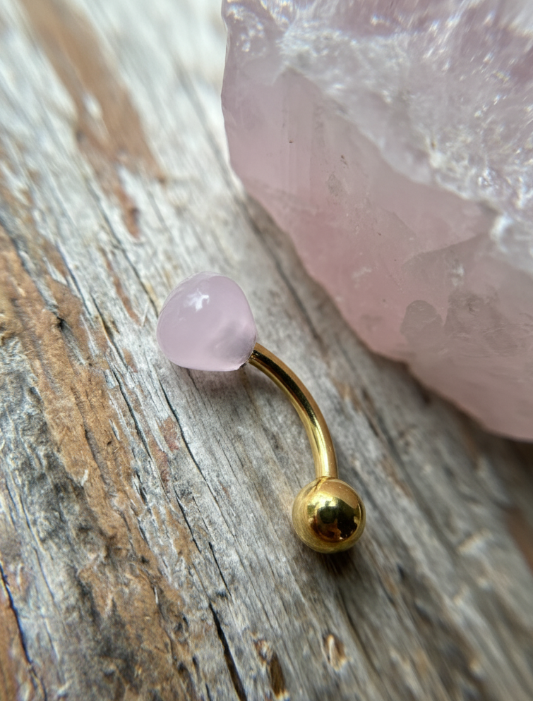 Onion Cut Hydro Quartz Rose Quartz Gold, Black or Steel Belly or VCH Barbell