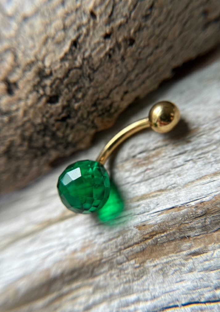 Faceted Teardrop Hydro Quartz Emerald Gold, Black or Steel Belly or VCH Barbell