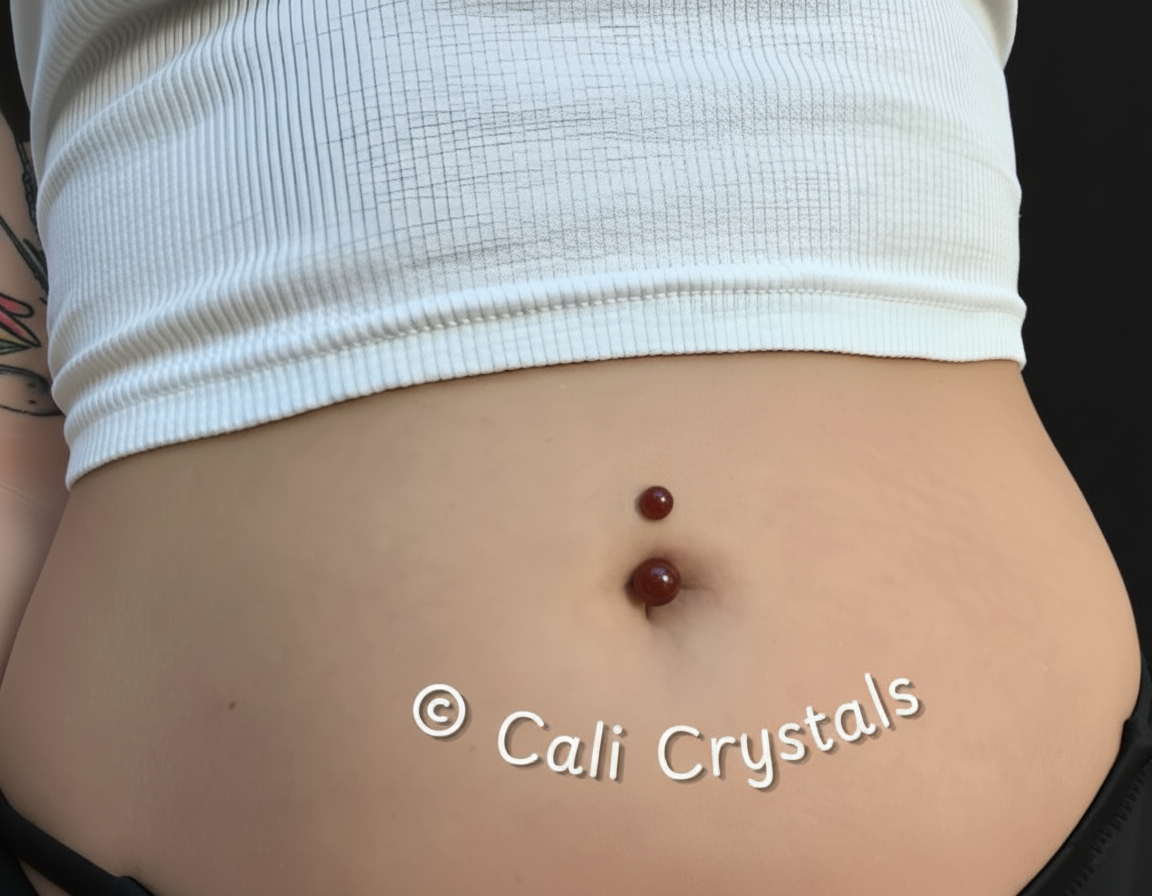 Carnelian Natural Stone Internally Threaded Belly or VCH Barbell