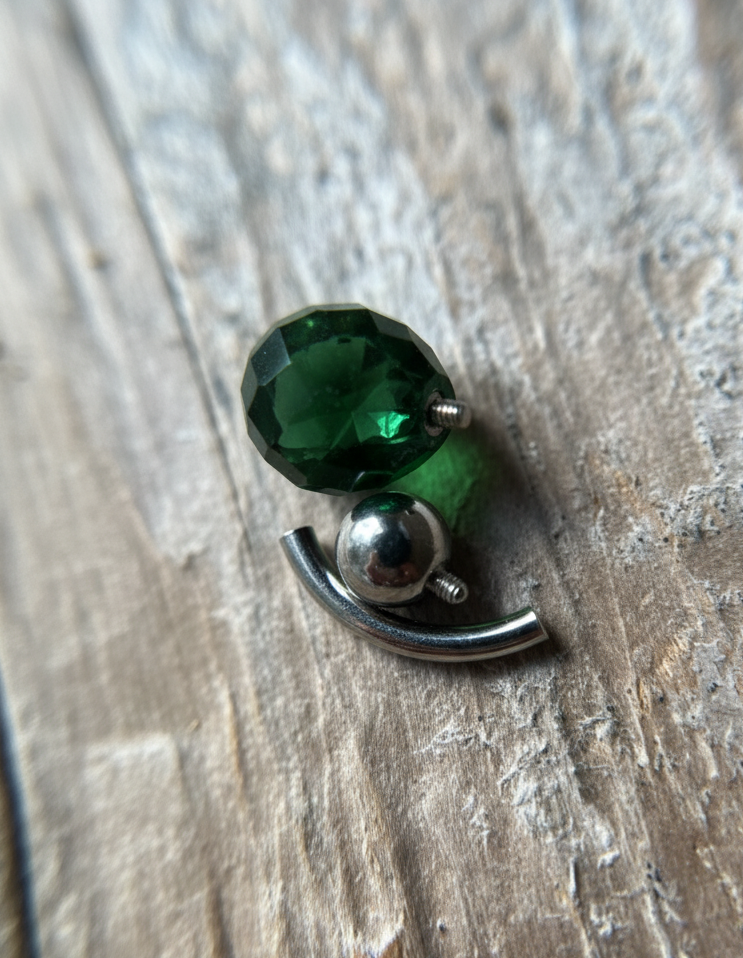 Faceted Teardrop Hydro Quartz Emerald Gold, Black or Steel Belly or VCH Barbell