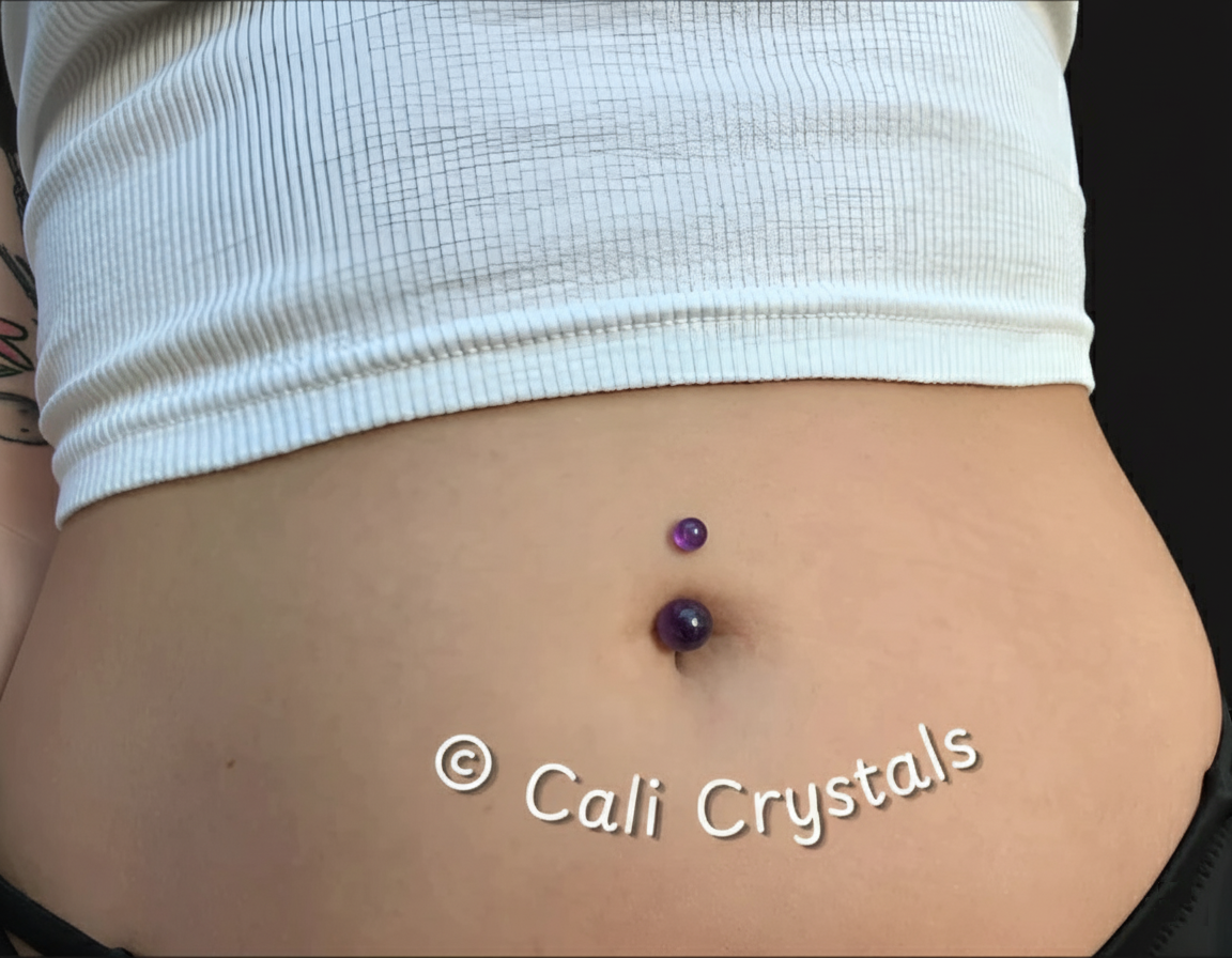 Amethyst Natural Stone 14G Implant-Grade Titanium Curved Barbell