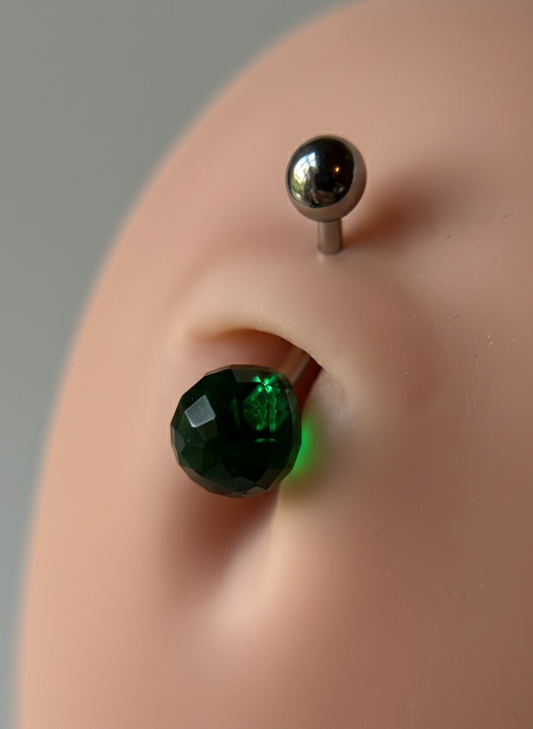 Hydro Quartz Emerald Faceted Teardrop Belly or VCH Barbell