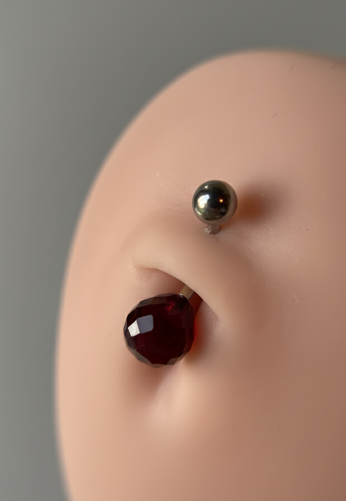 Hydro Quartz Garnet Faceted Teardrop Belly or VCH Barbell