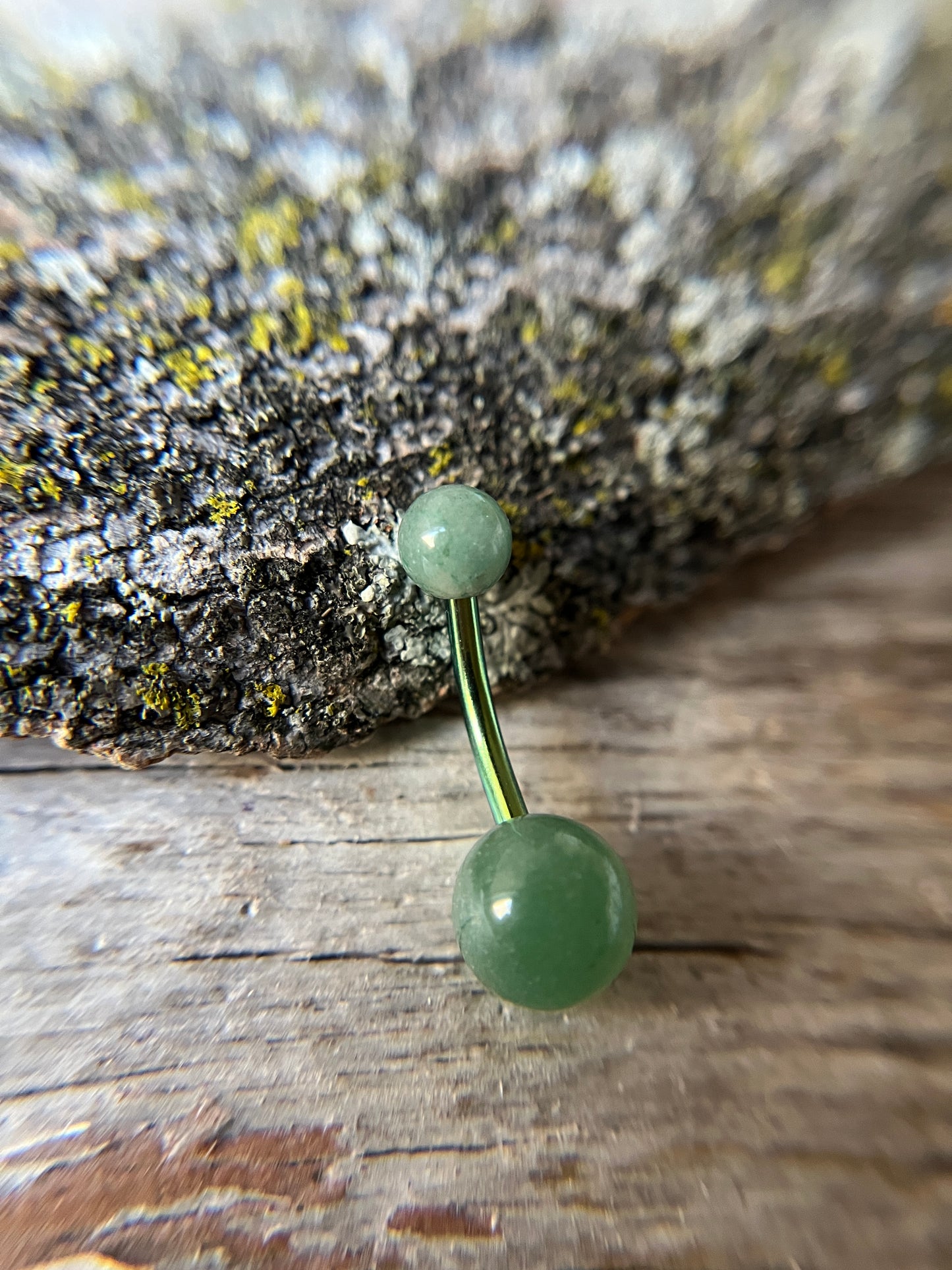 Pick Your Finish Color Green Aventurine Natural Stone 14G Curved Barbell