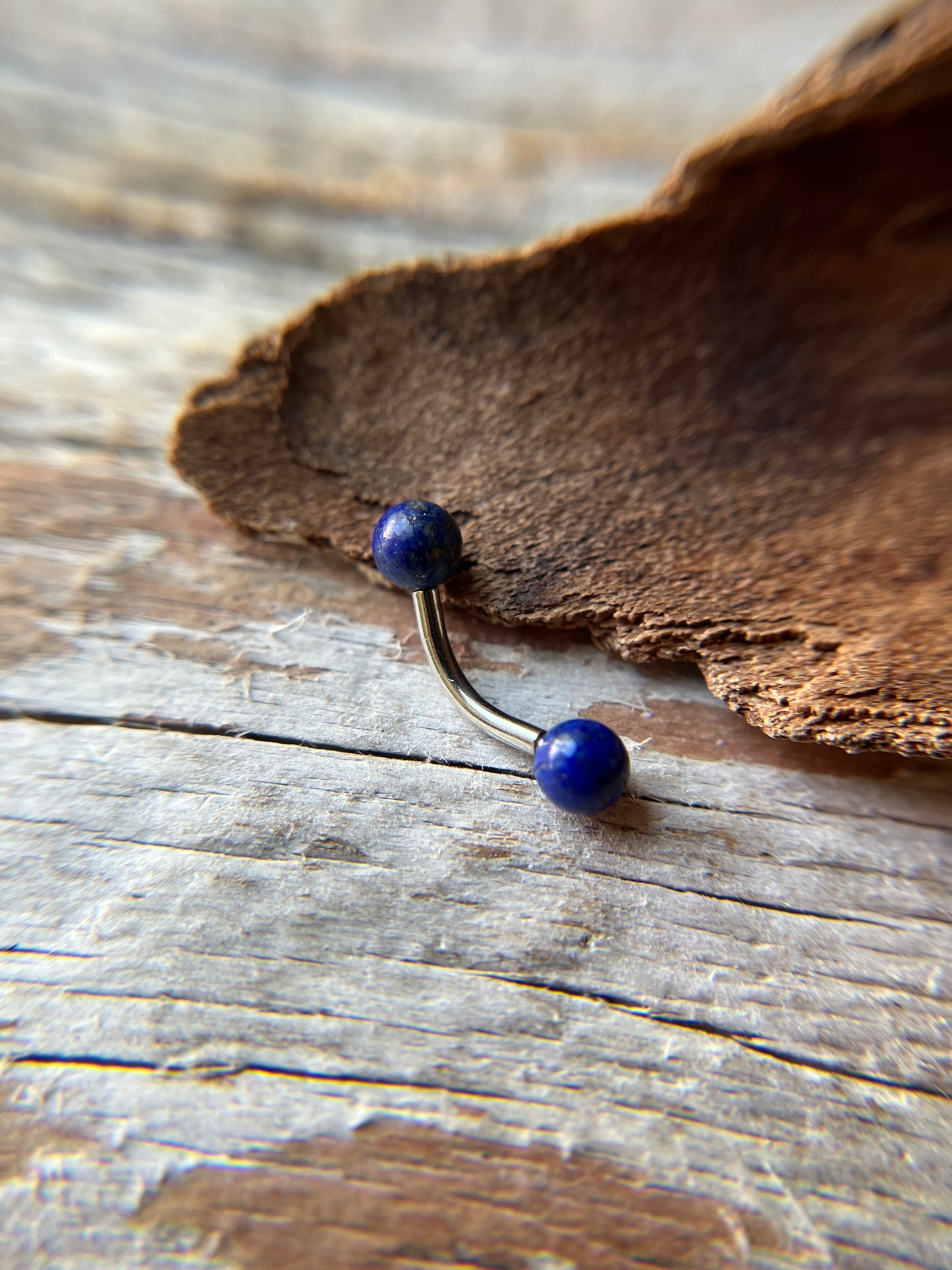 Lapis Lazuli Natural Stone 16G Rook / Vertical Lip Piercing Barbell