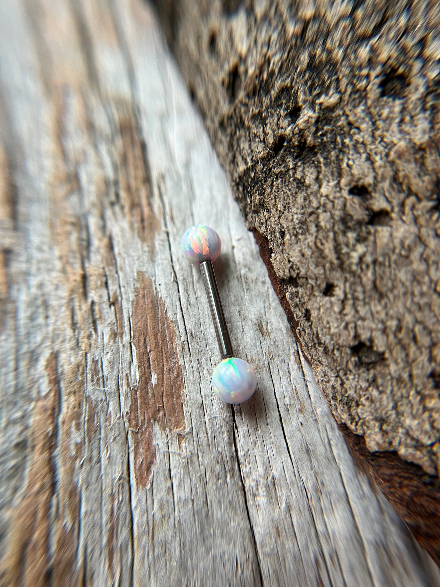 Fire Opal Internally Threaded Implant-Grade Titanium Nipple / Tongue Piercing Barbell