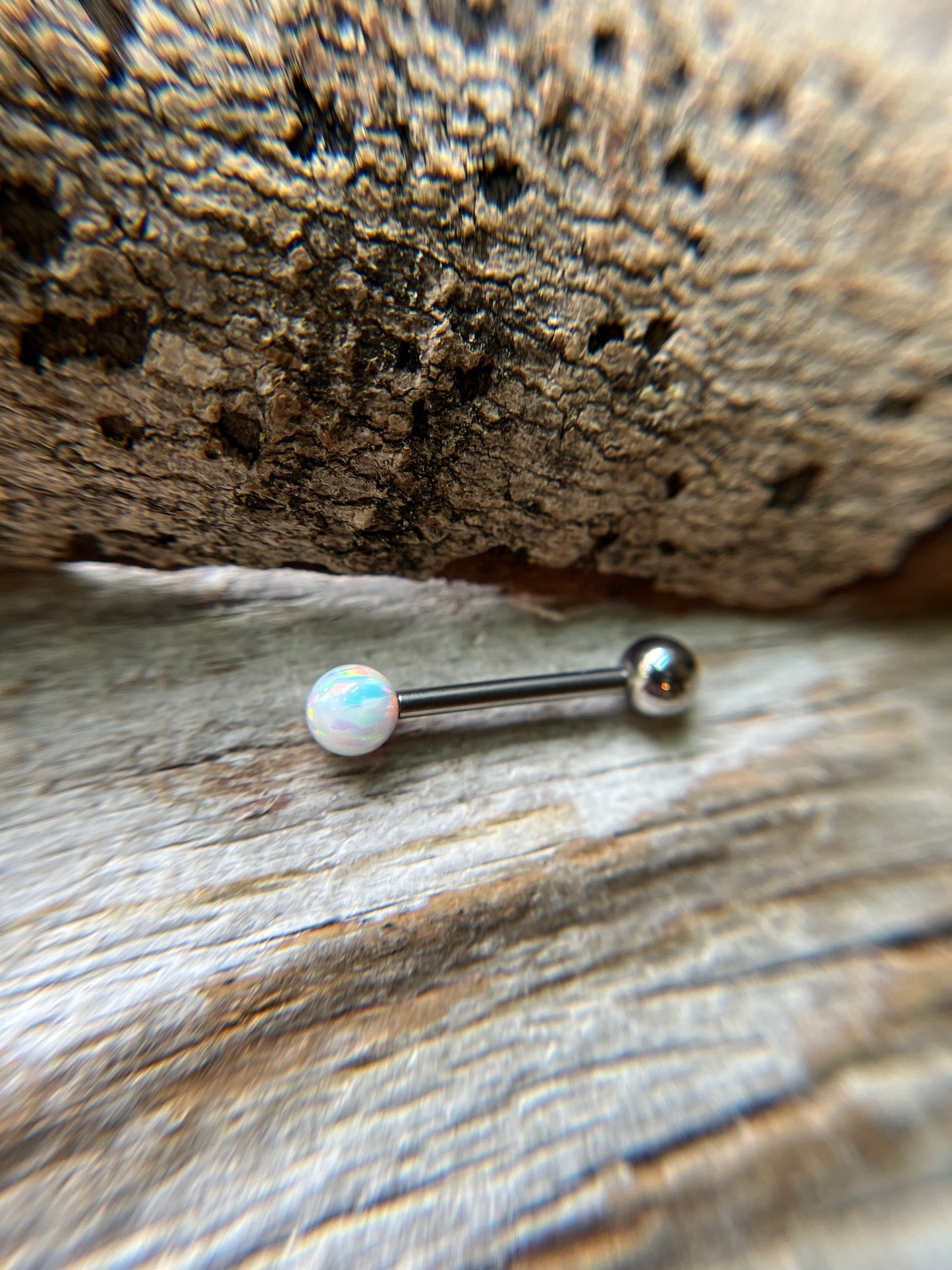 Fire Opal Internally Threaded Implant-Grade Titanium Tongue Piercing Barbell