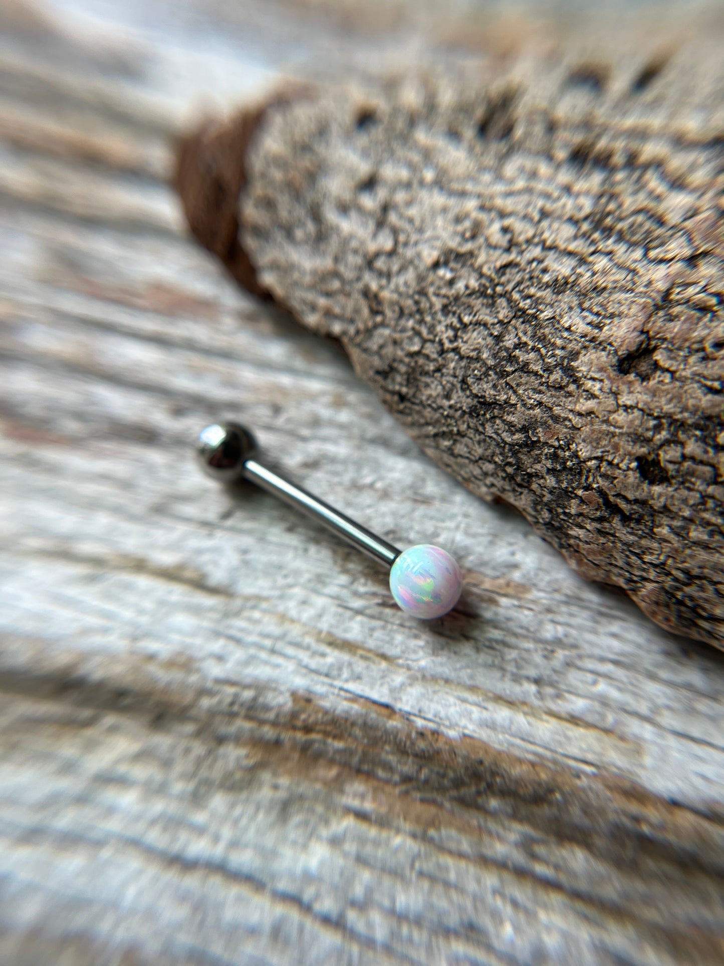 Fire Opal Internally Threaded Implant-Grade Titanium Tongue Piercing Barbell