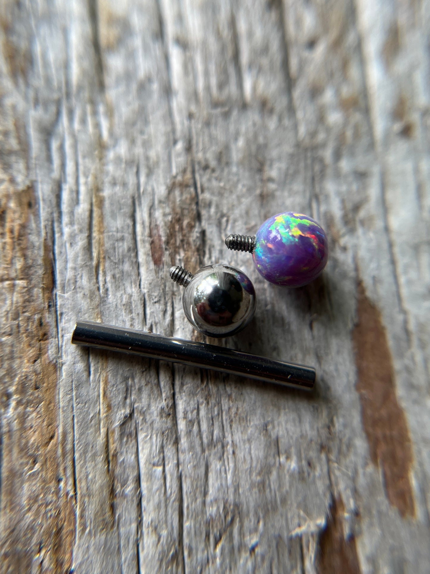 Fire Opal Internally Threaded Implant-Grade Titanium Tongue Piercing Barbell