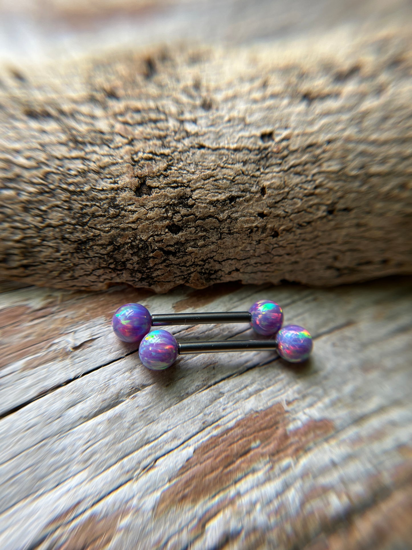 Fire Opal Internally Threaded Implant-Grade Titanium Nipple / Tongue Piercing Barbell