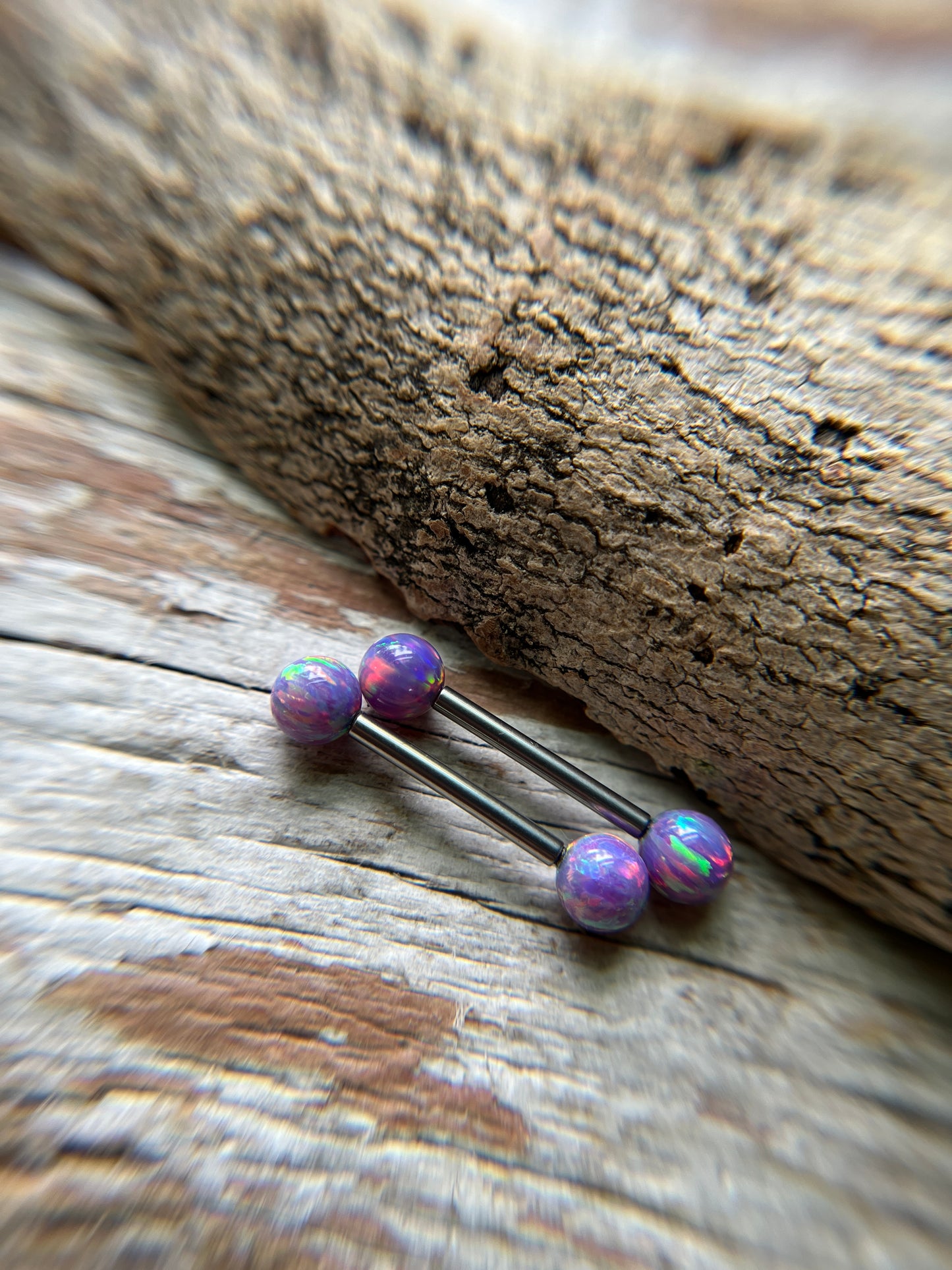 Fire Opal Internally Threaded Implant-Grade Titanium Nipple / Tongue Piercing Barbell