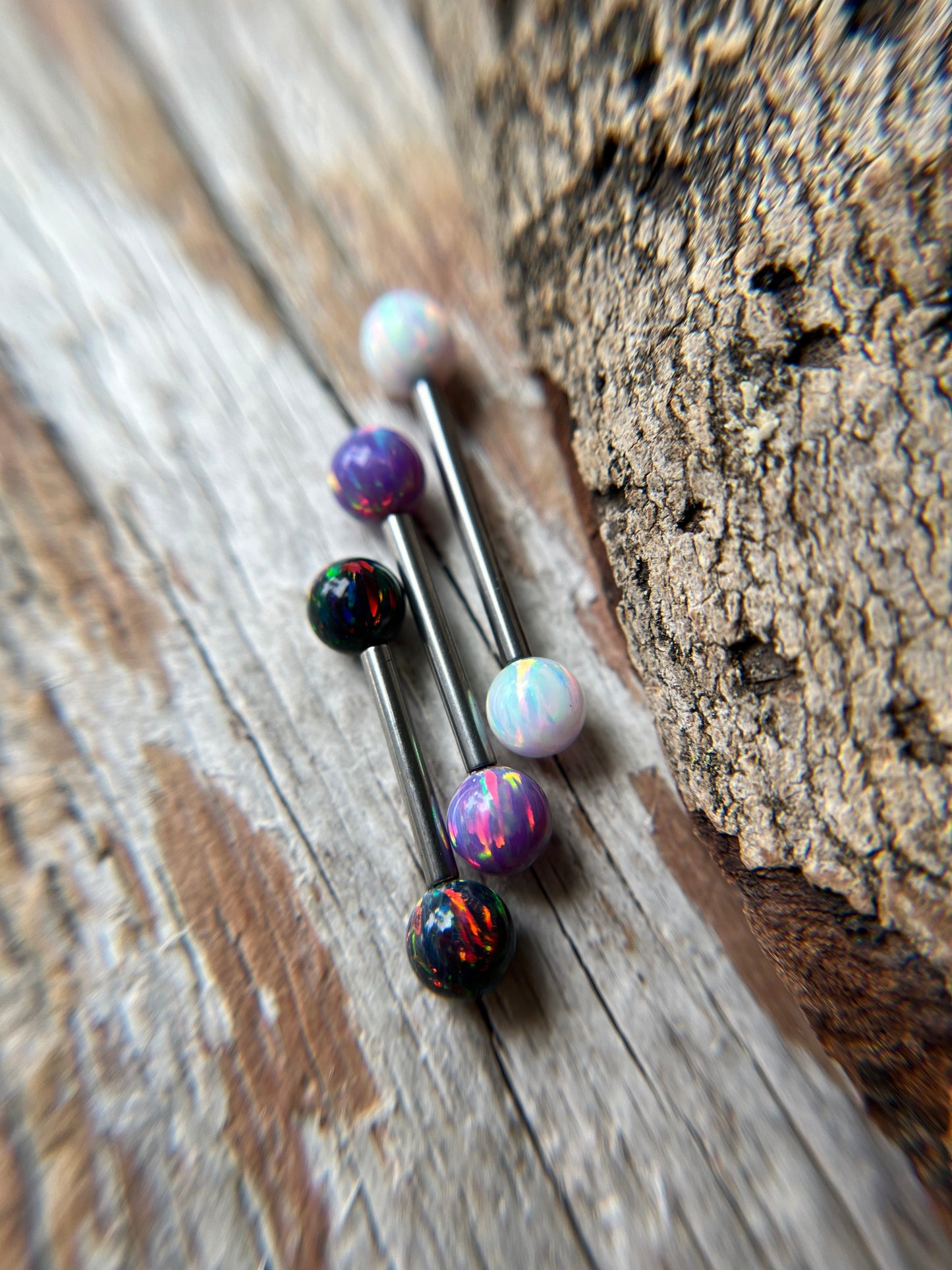 Fire Opal Internally Threaded Implant-Grade Titanium Nipple / Tongue Piercing Barbell