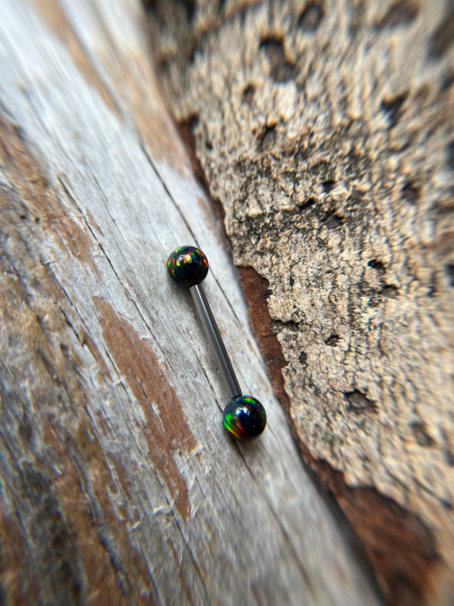 Fire Opal Internally Threaded Implant-Grade Titanium Nipple / Tongue Piercing Barbell