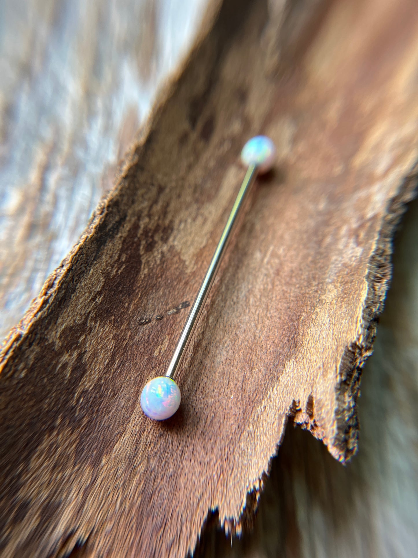 Fire Opal Internally Threaded 316L Surgical Steel Industrial Piercing Barbell