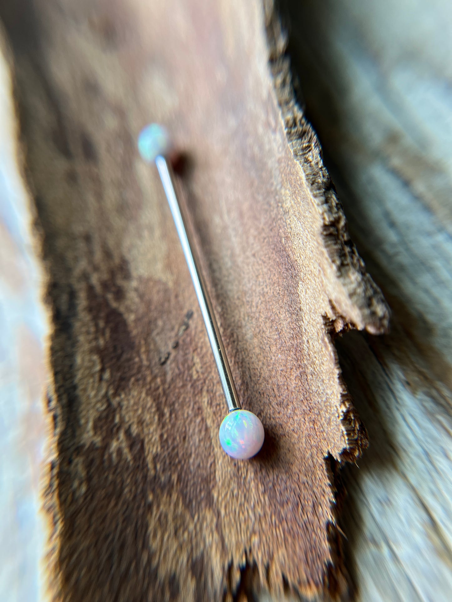 Fire Opal Internally Threaded 316L Surgical Steel Industrial Piercing Barbell