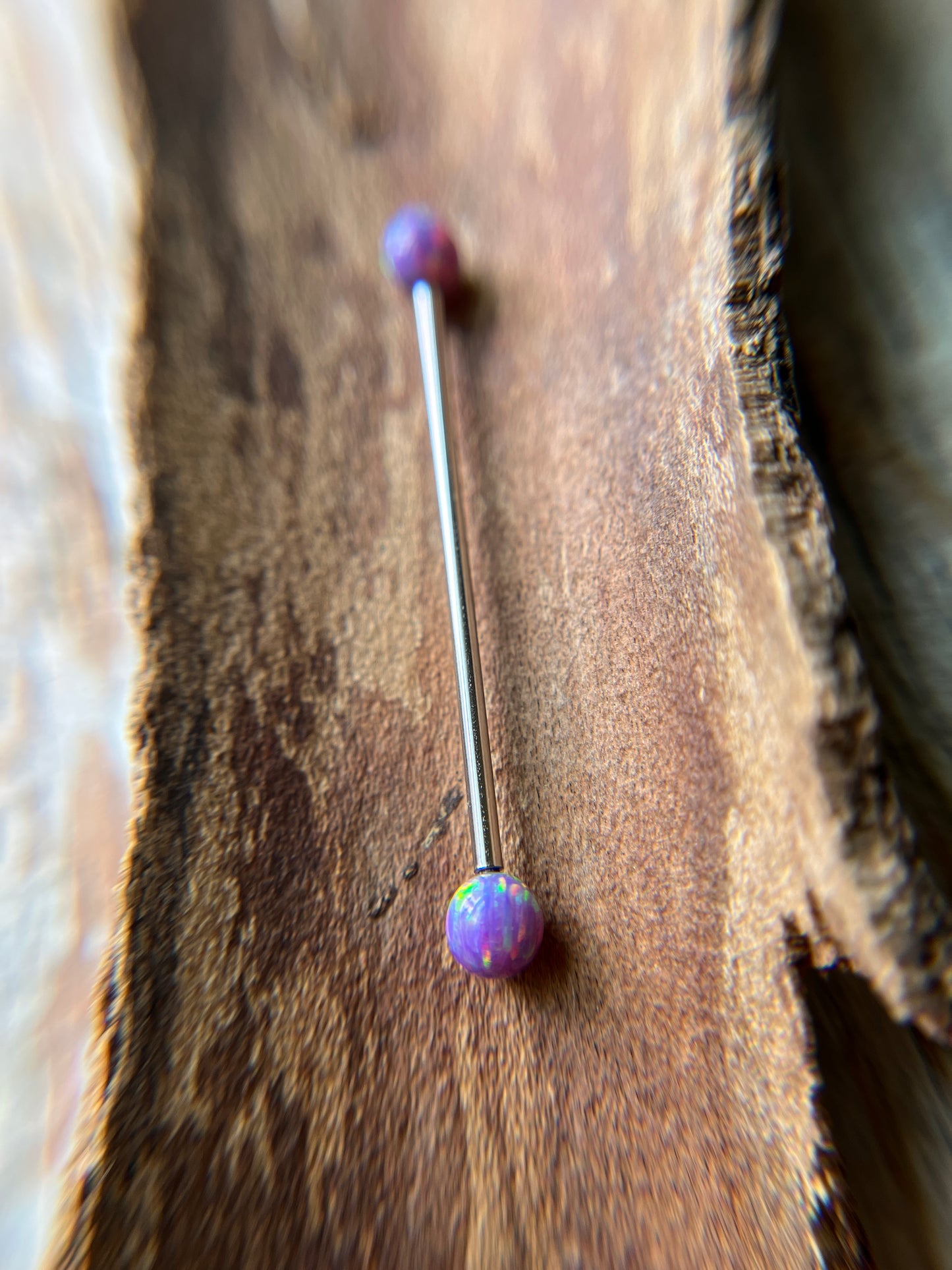 Fire Opal Internally Threaded 316L Surgical Steel Industrial Piercing Barbell