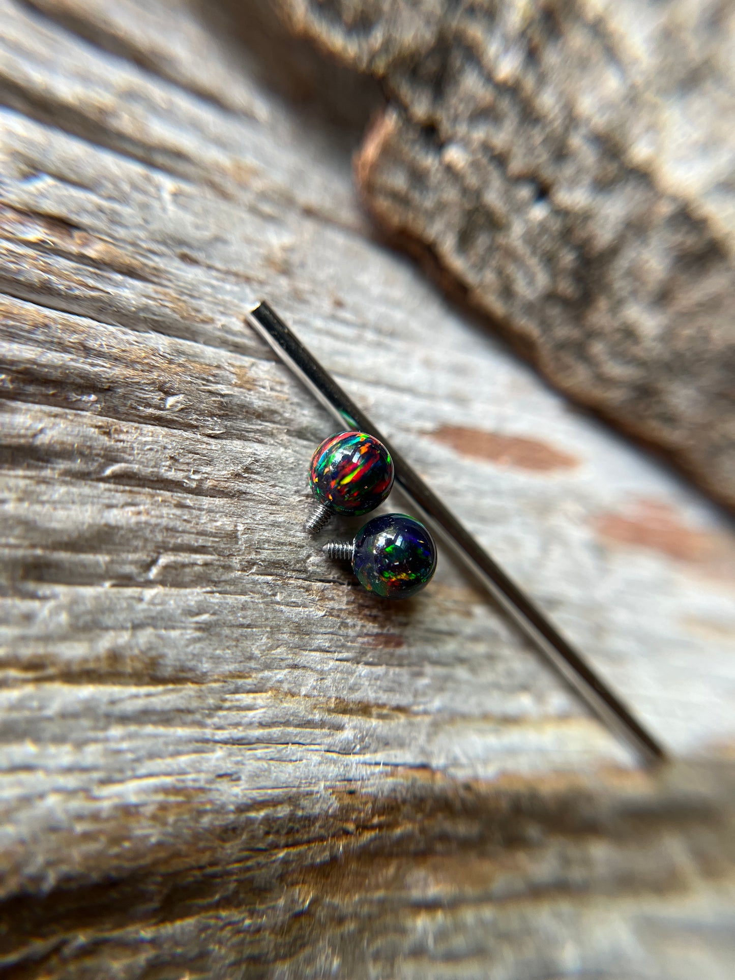 Fire Opal Internally Threaded 316L Surgical Steel Industrial Piercing Barbell