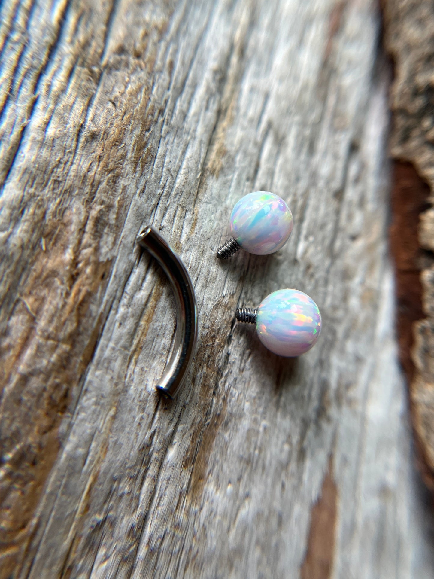 Black Autumn Fire Opal Internally Threaded Steel or Titanium 14G Belly VCH Barbell
