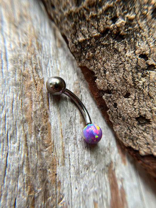 Internally Threaded Lavender Purple Fire Opal Steel or Titanium 14G Belly VCH Barbell