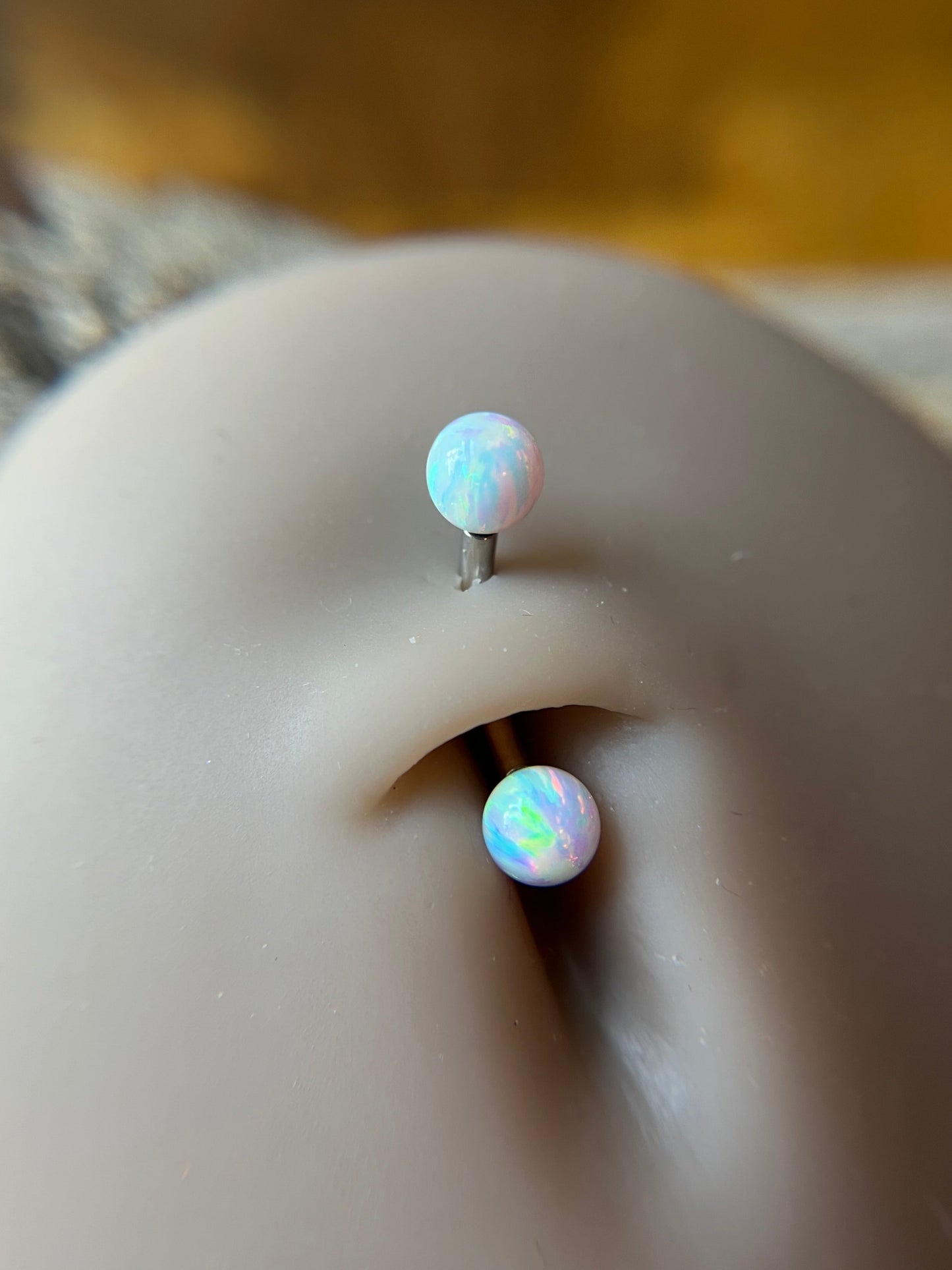 Black Autumn Fire Opal Internally Threaded Steel or Titanium 14G Belly VCH Barbell