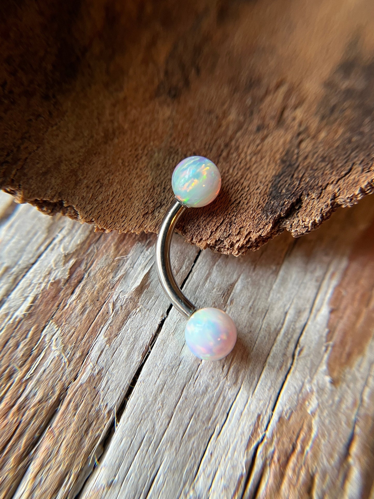 Black Autumn Fire Opal Internally Threaded Steel or Titanium 14G Belly VCH Barbell