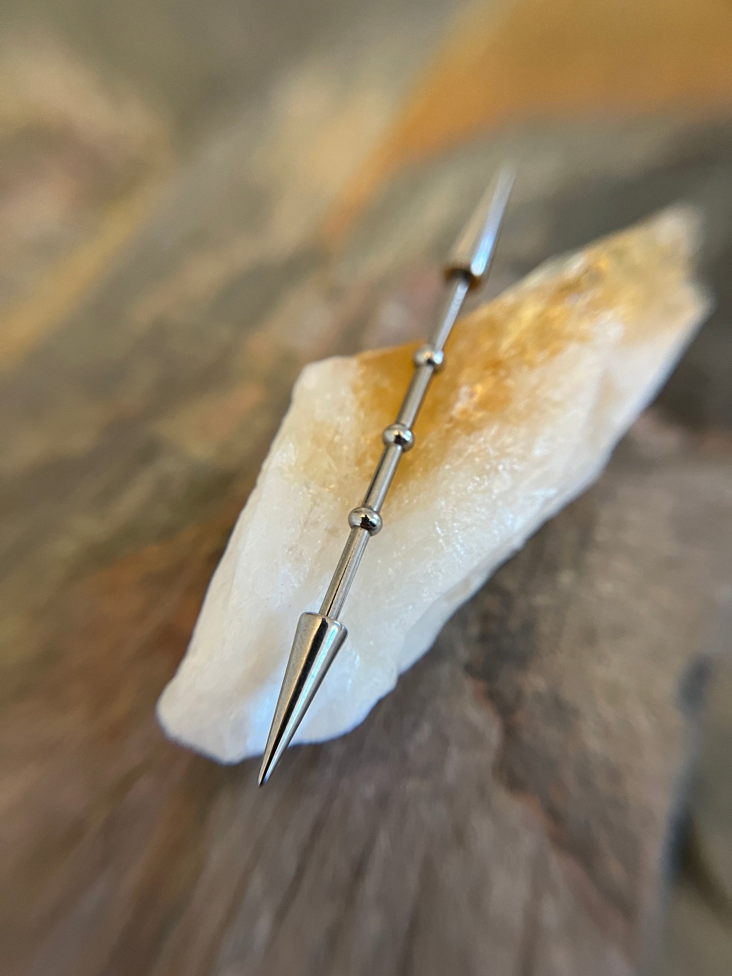 316L Surgical Steel Bamboo Notched Spiked Industrial Piercing Barbell