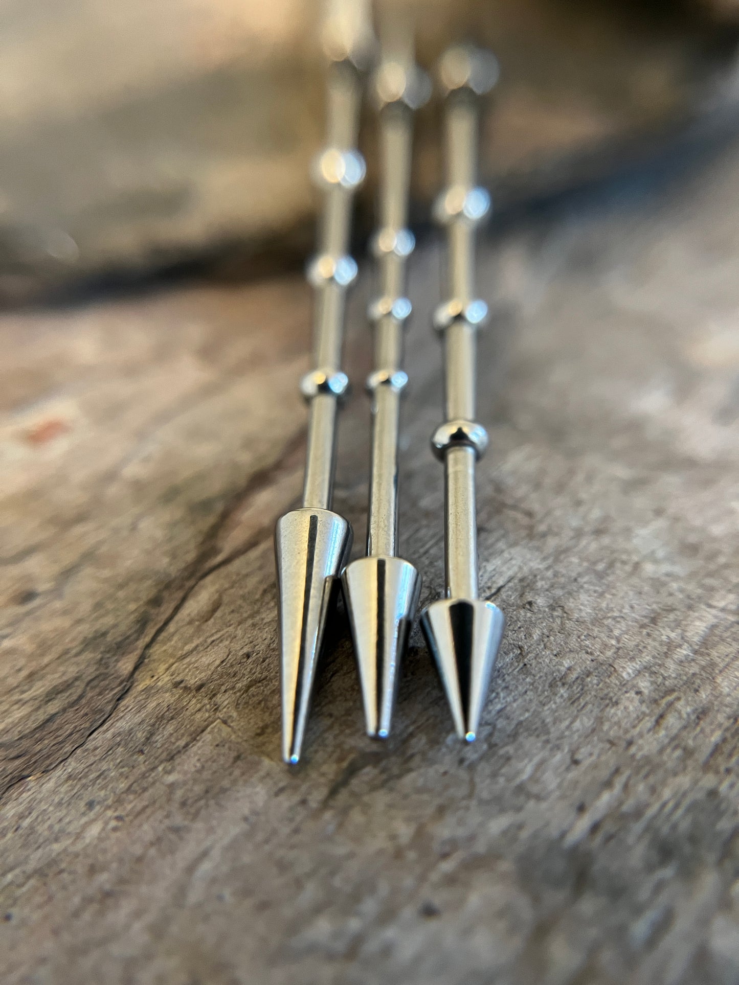 316L Surgical Steel Bamboo Notched Spiked Industrial Piercing Barbell