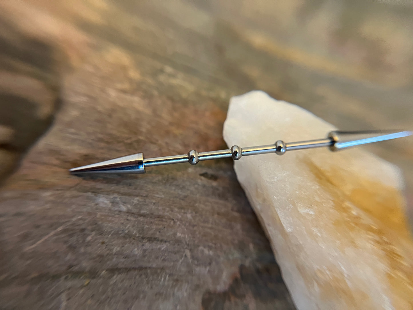 316L Surgical Steel Bamboo Notched Spiked Industrial Piercing Barbell