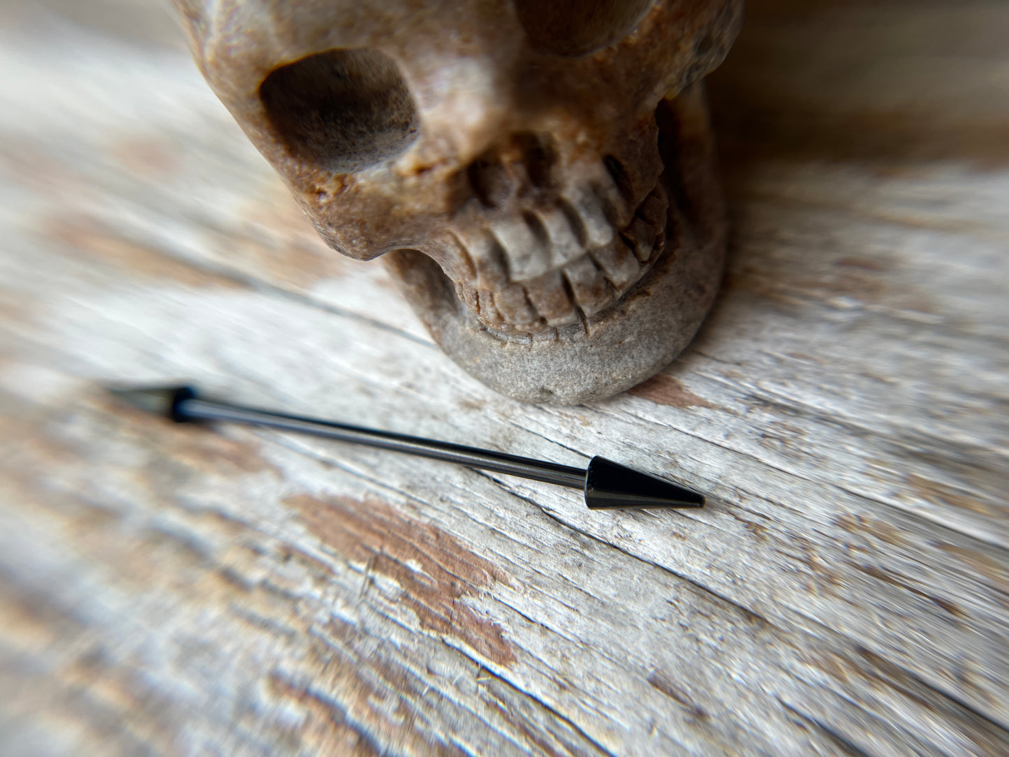 Black Titanium Ion Plated Spiked Industrial Piercing Barbell