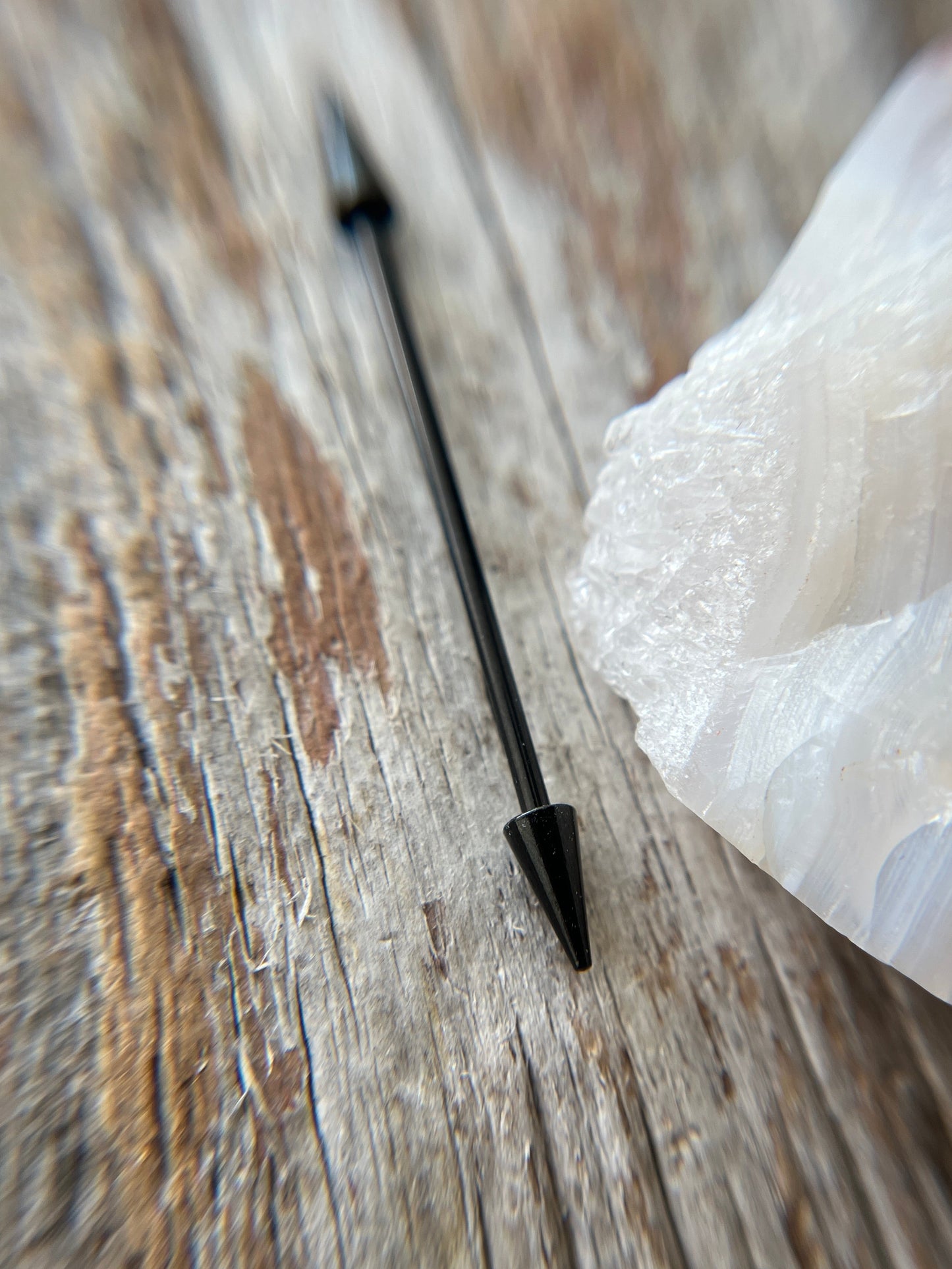 Black Titanium Ion Plated Spiked Industrial Piercing Barbell