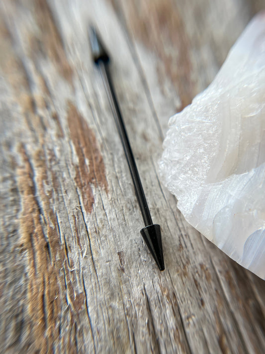 Black Titanium Ion Plated Spiked Industrial Piercing Barbell