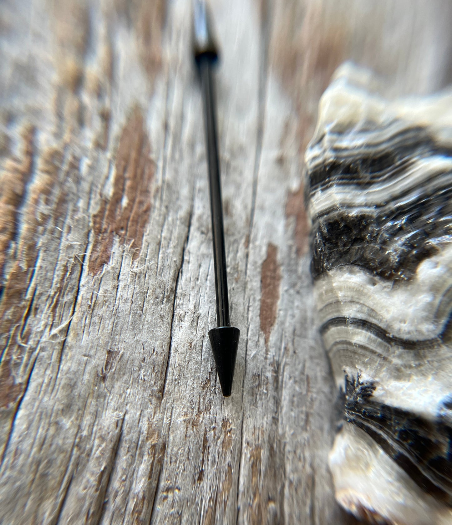 Black Titanium Ion Plated Spiked Industrial Piercing Barbell