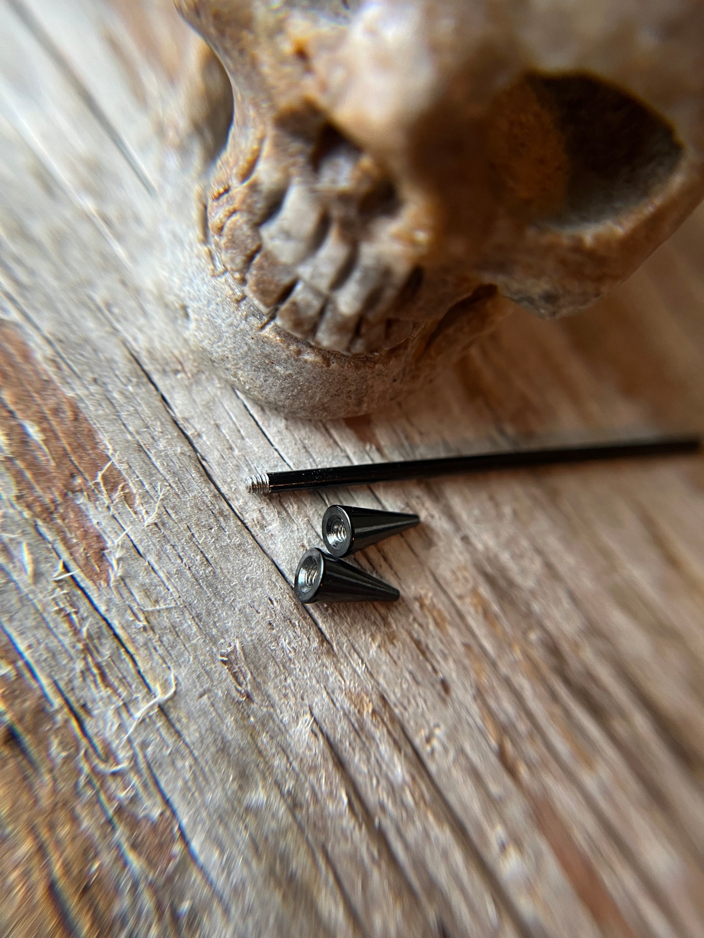 Black Titanium Ion Plated Spiked Industrial Piercing Barbell