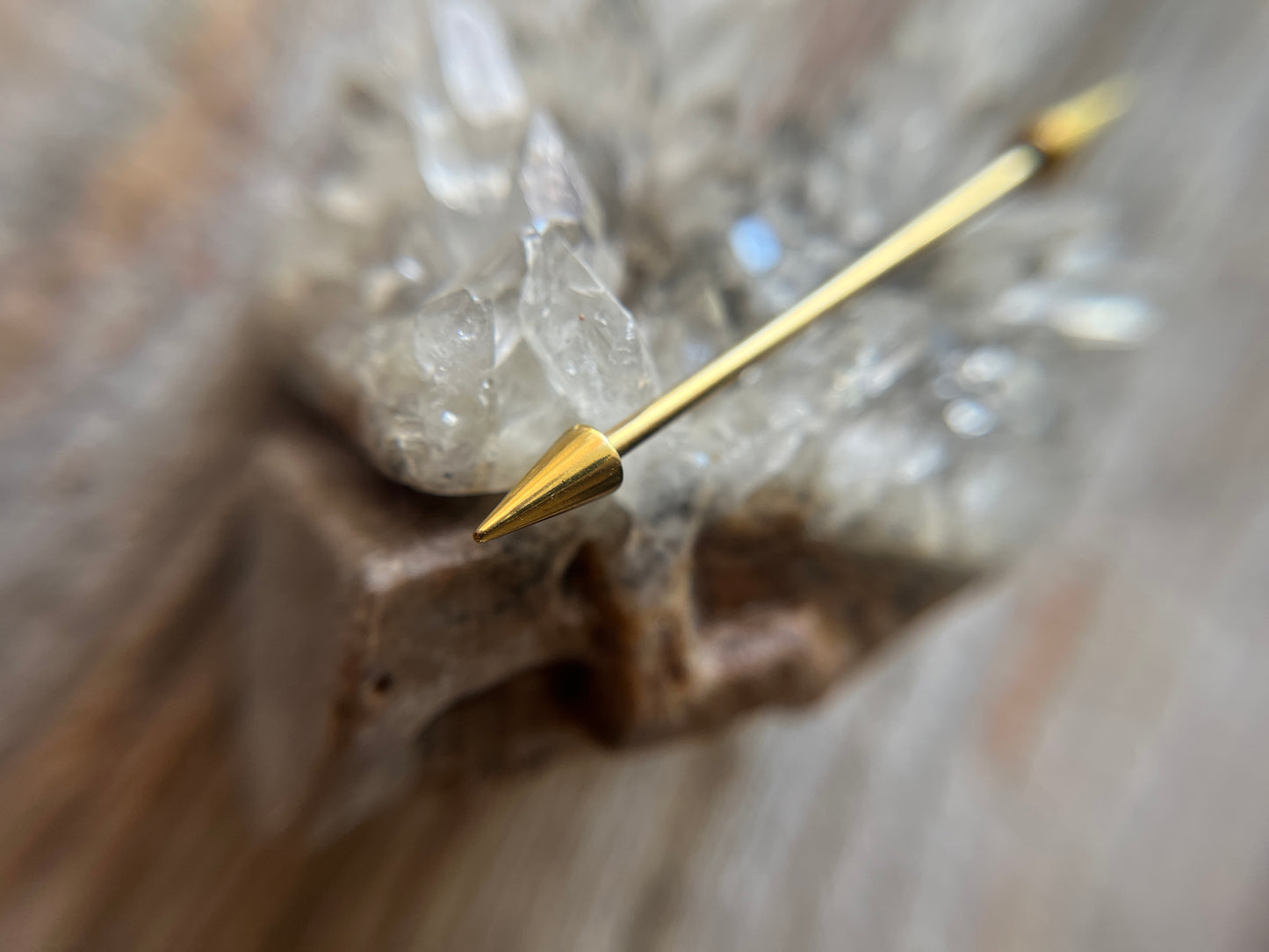 Gold Titanium Ion Plated Spiked Industrial Piercing Barbell