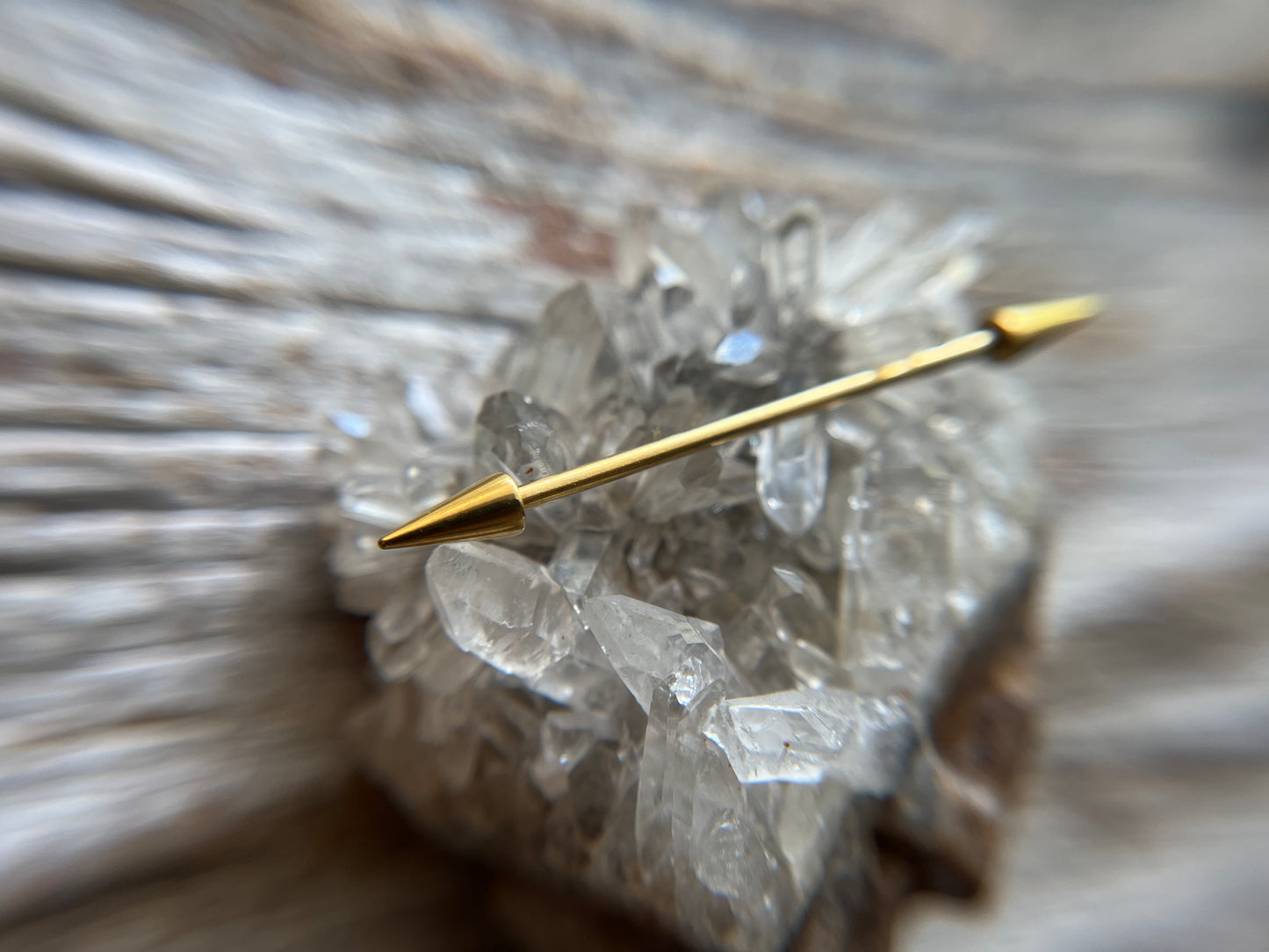 Gold Titanium Ion Plated Spiked Industrial Piercing Barbell