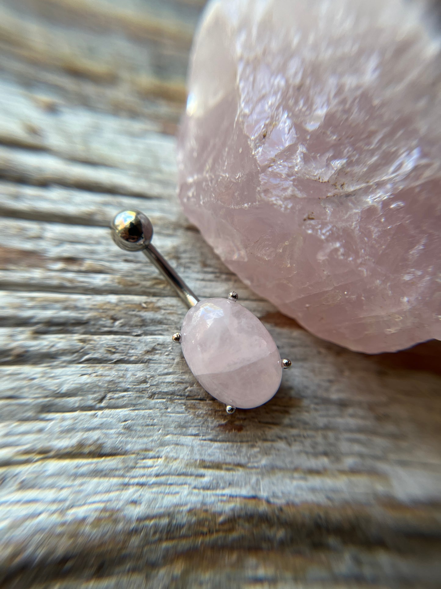 Pick Your Natural Stone Pronged Oval Belly Ring 316L Surgical Steel