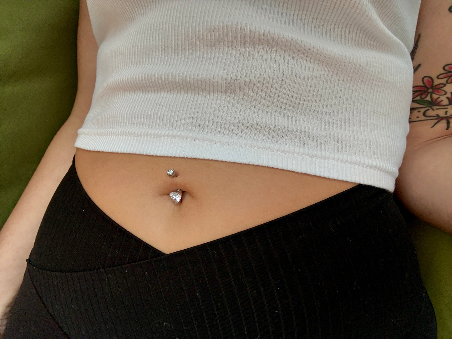 Dainty Star or Heart Pronged Crystal Gem Belly Ring