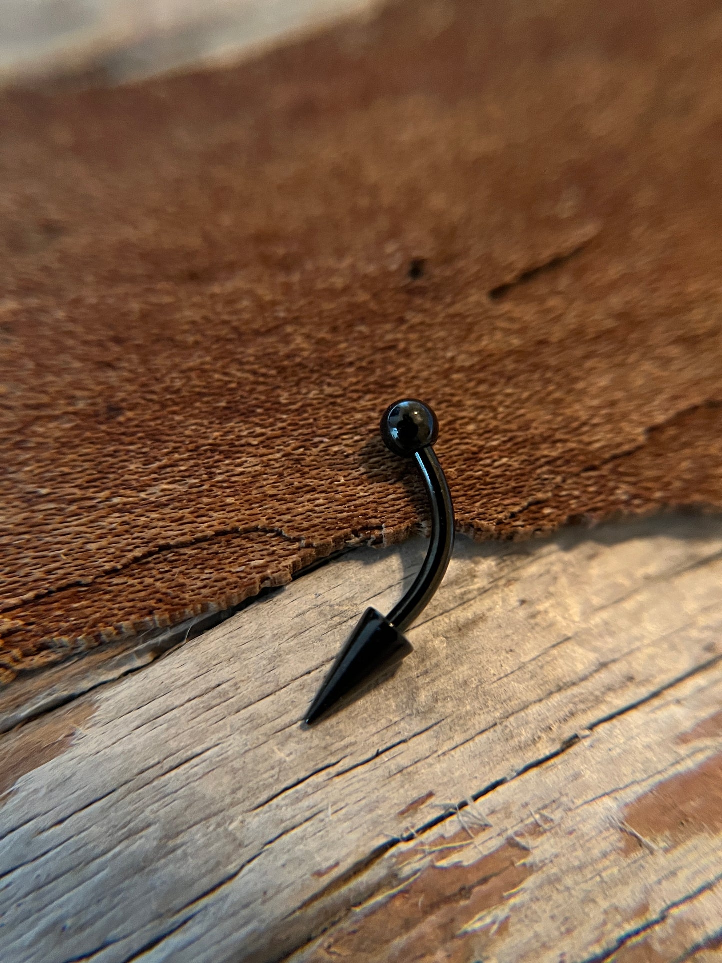 Black Titanium Ion Plated Petite Spike 16G Curved Barbell