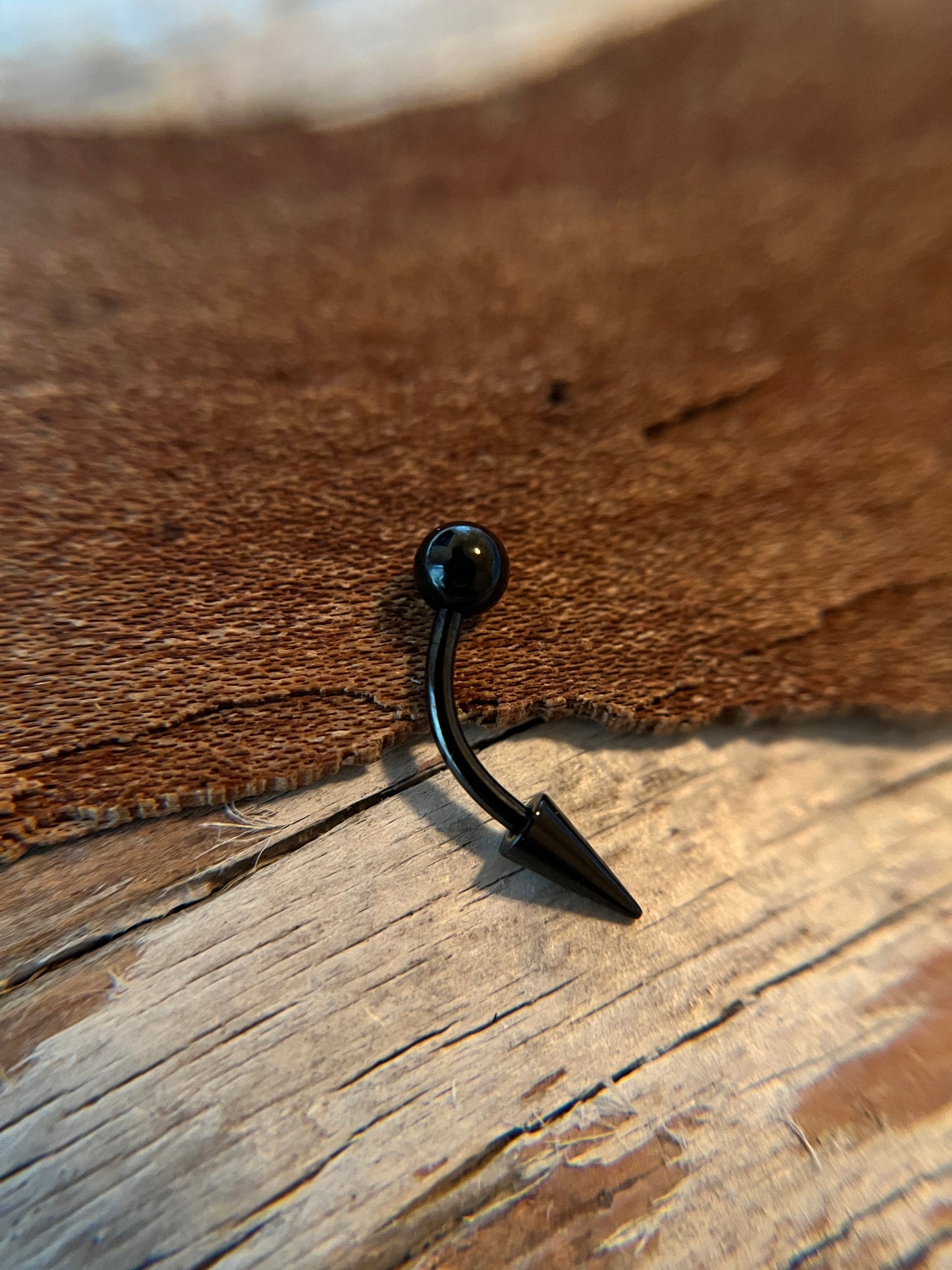 Black Titanium Ion Plated Petite Spike 16G Curved Barbell