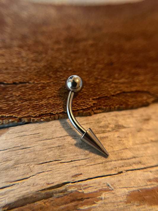 316L Surgical Steel Long Spike 16G Curved Barbell