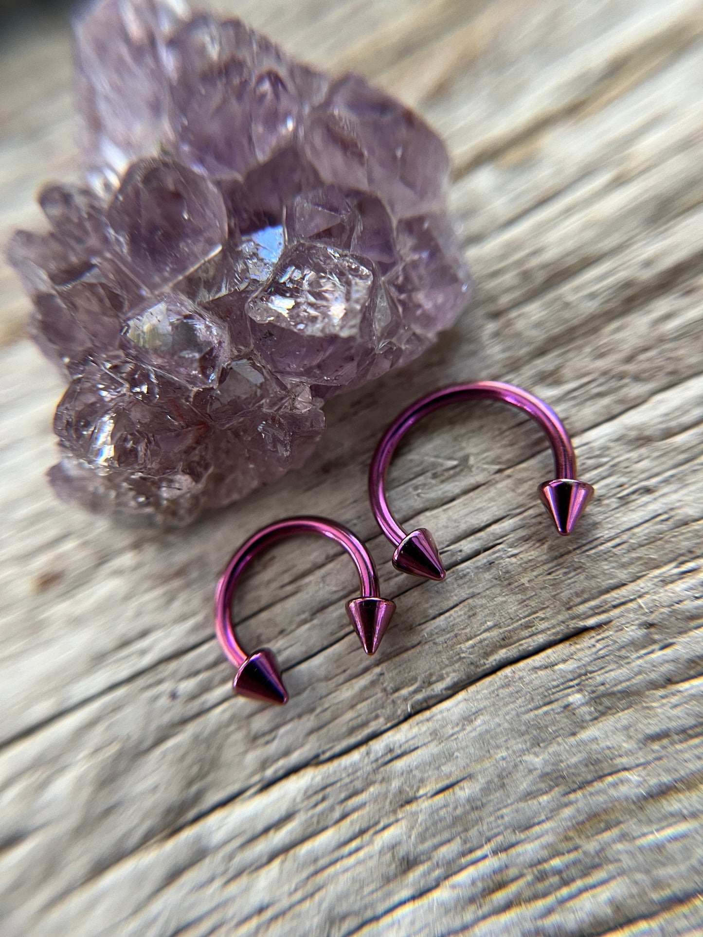 Purple Titanium Plated Pick Your Spike Length 16G Horseshoe Ring