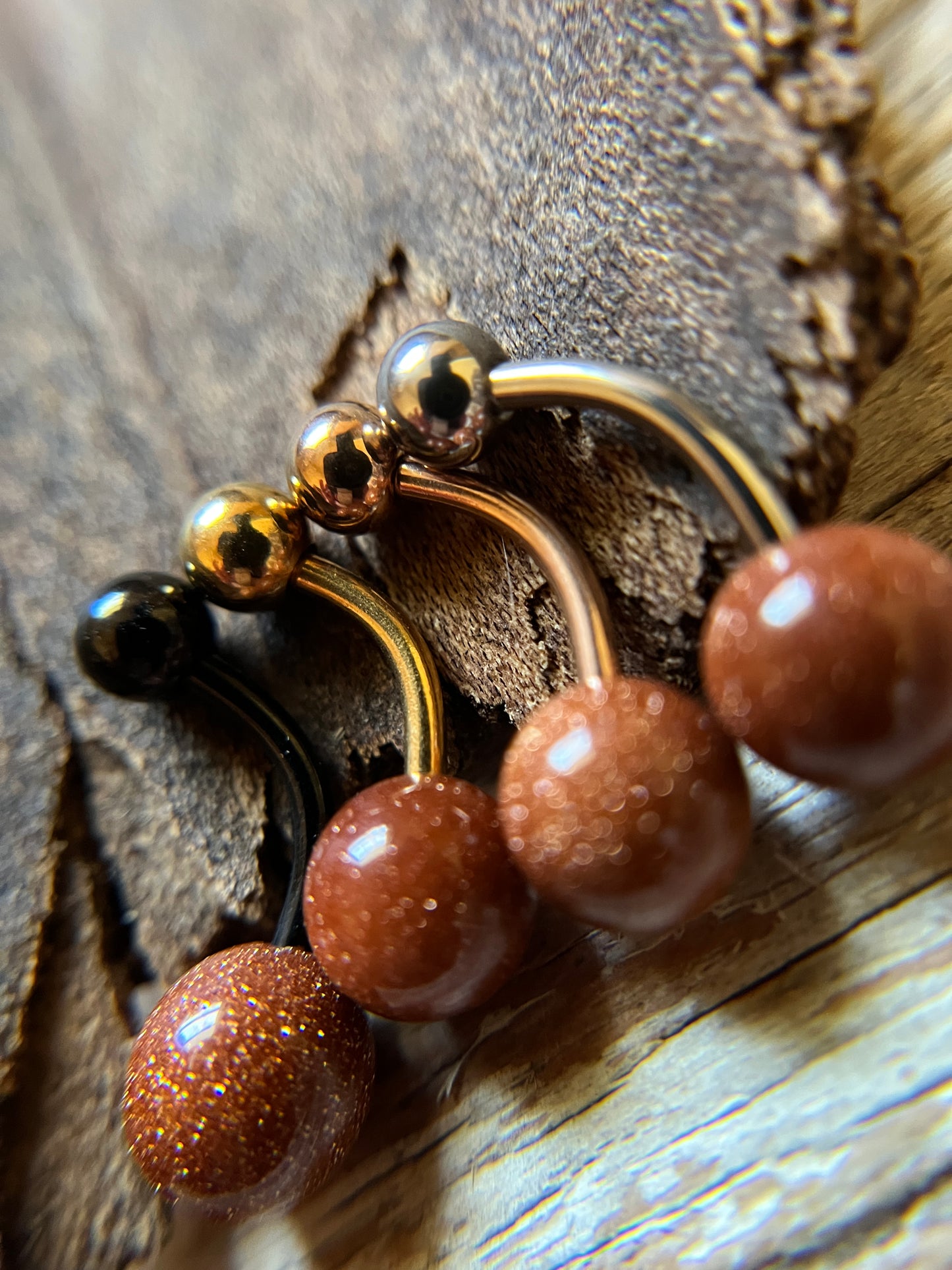 SALE! Orange Goldstone Pick Your Finish Color 14G Curved Barbell