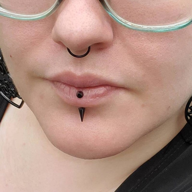 Black Titanium Ion Plated Extra Long Spike 16G Curved Barbell