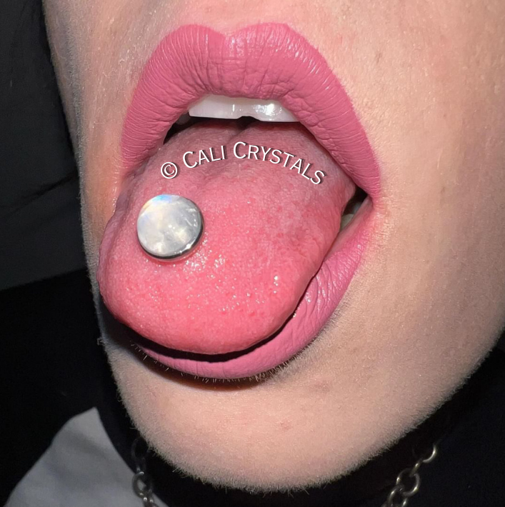 Moonstone Natural Stone Tongue Piercing Barbell