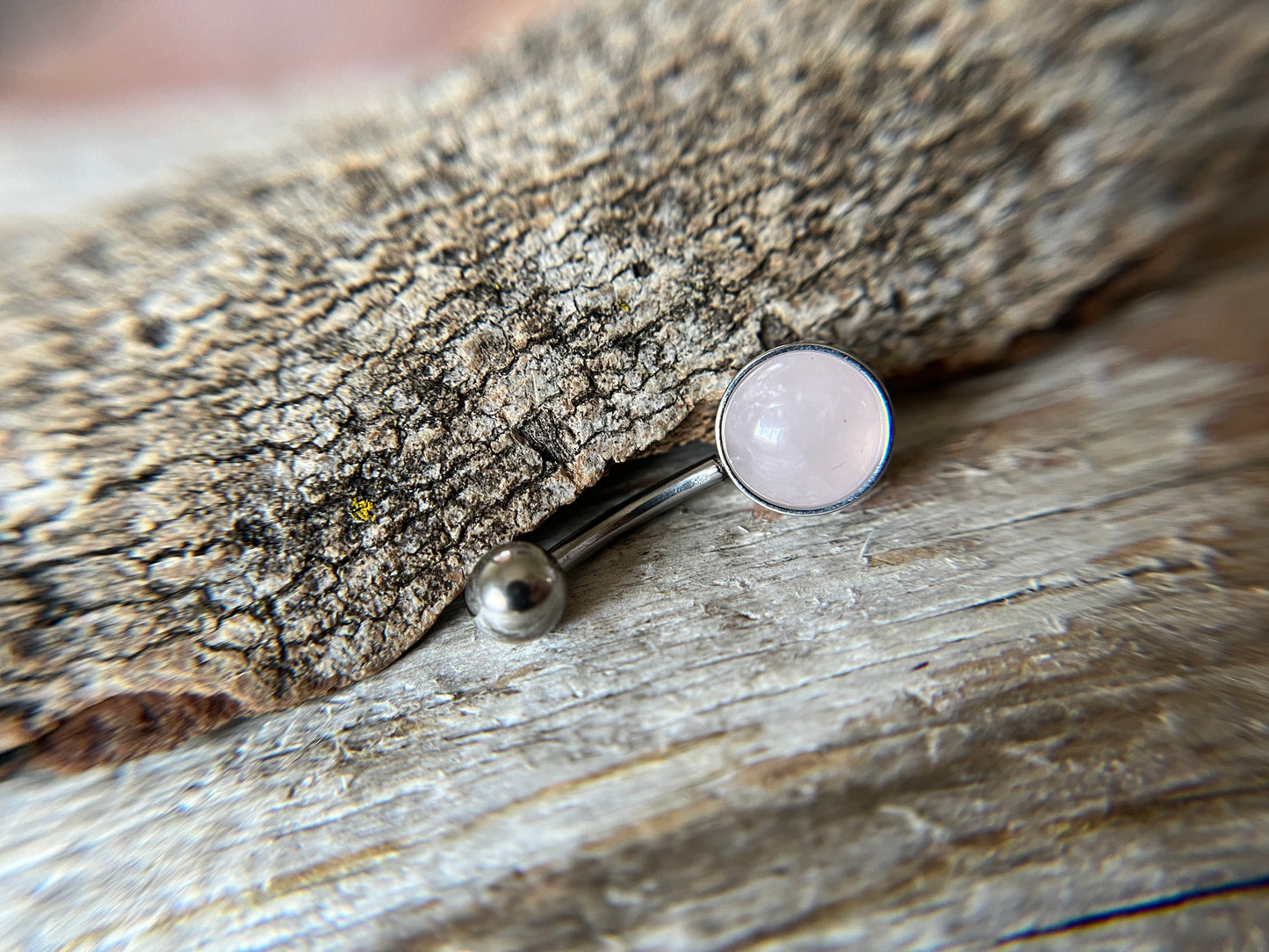 Rose Quartz Natural Stone Belly Ring