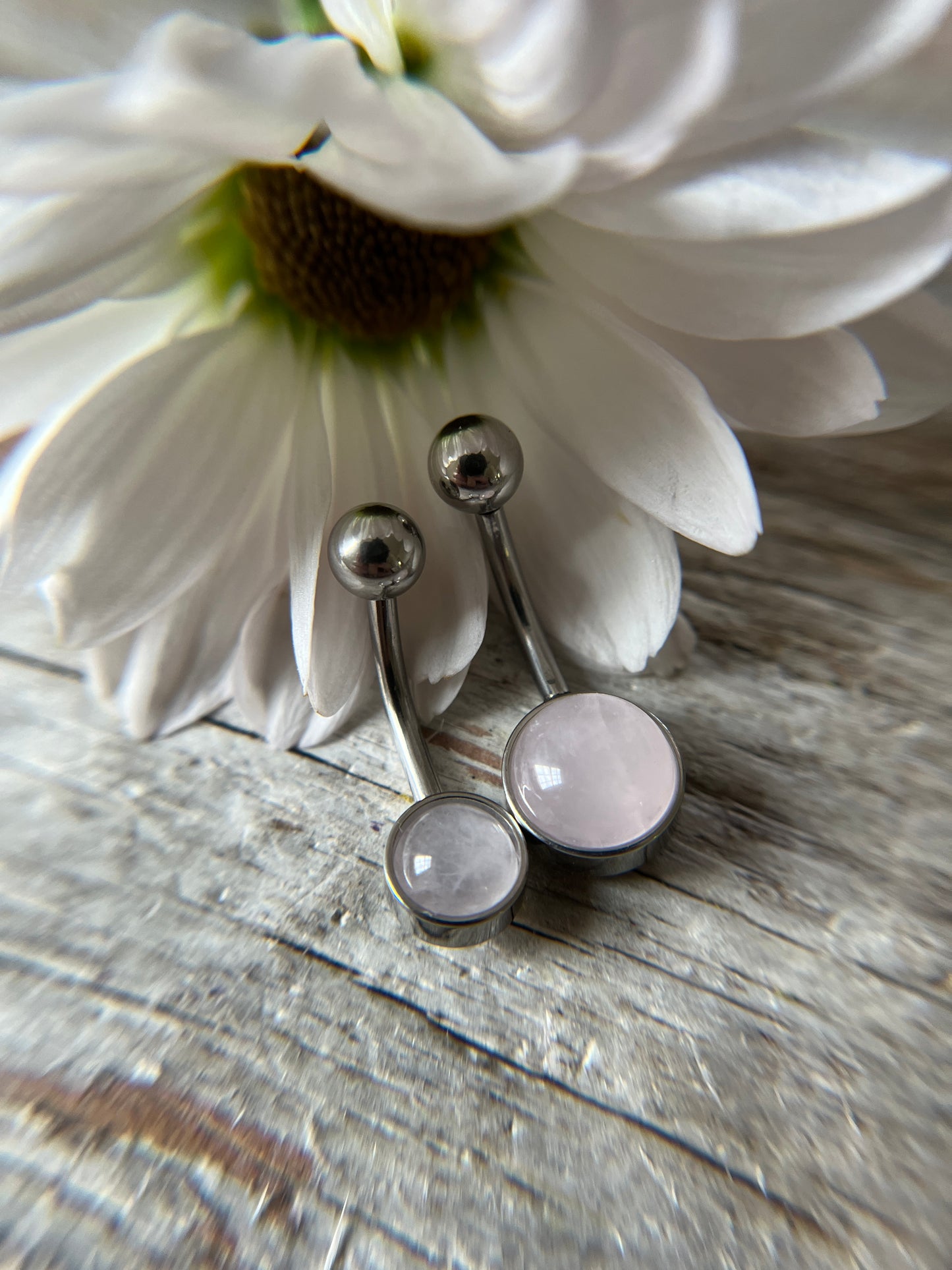 Rose Quartz Natural Stone Belly Ring